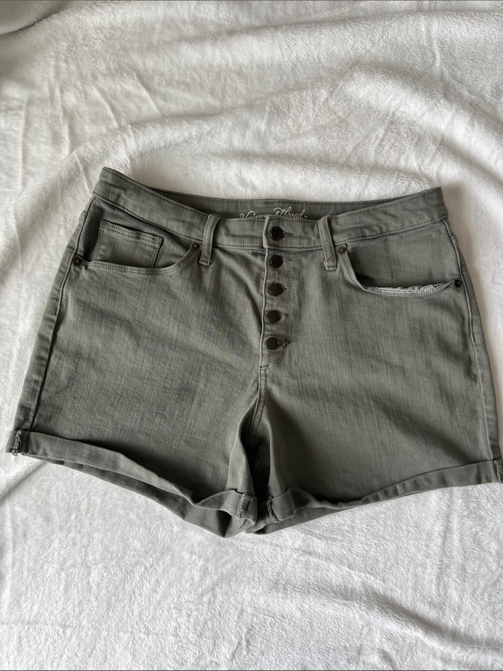 Universal Thread Olive Button-Fly Denim Shorts